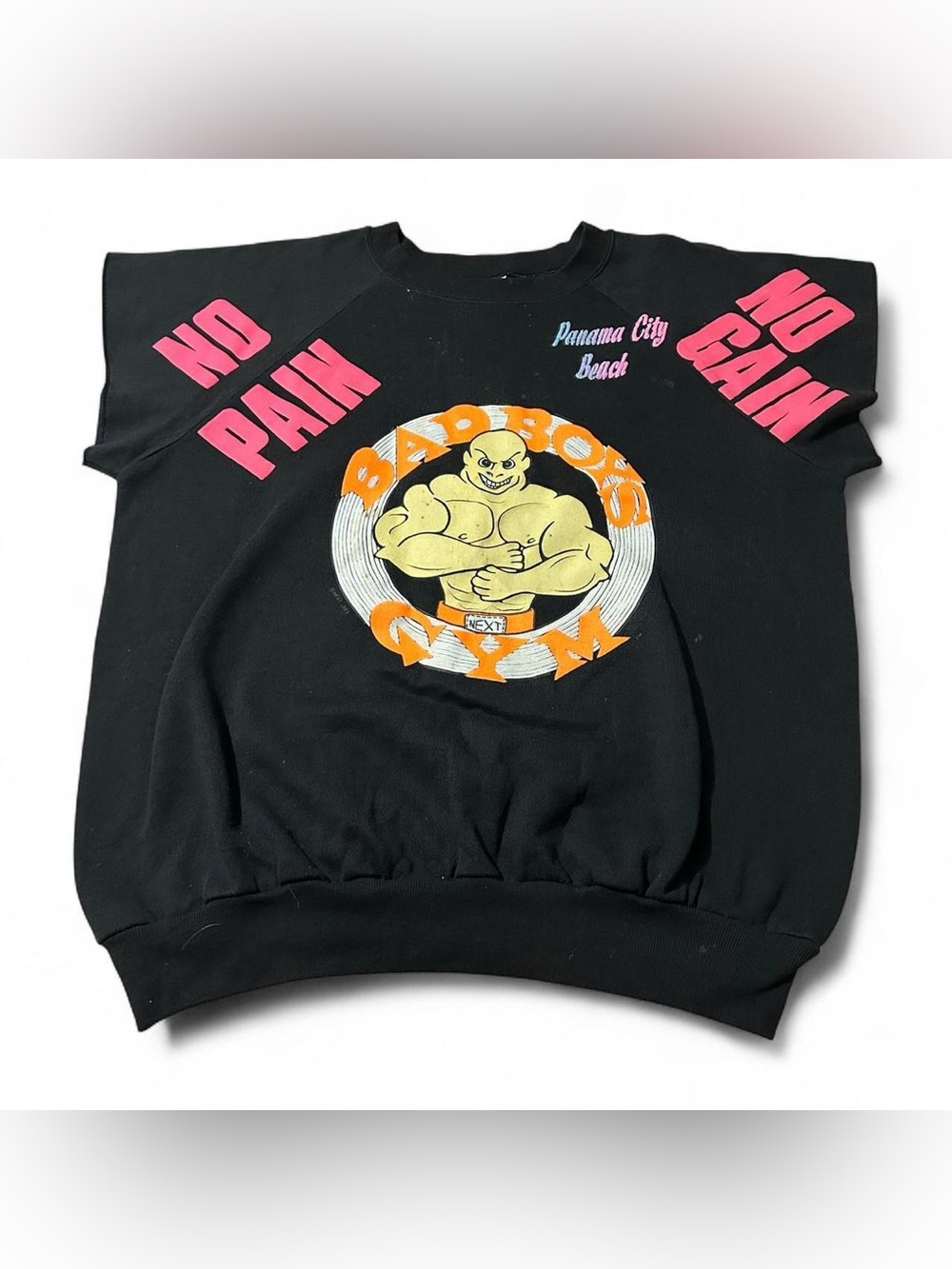 Vintage 80s Bad Boys Gym Club Panama City Beach Cut Off Sweatshirt XL